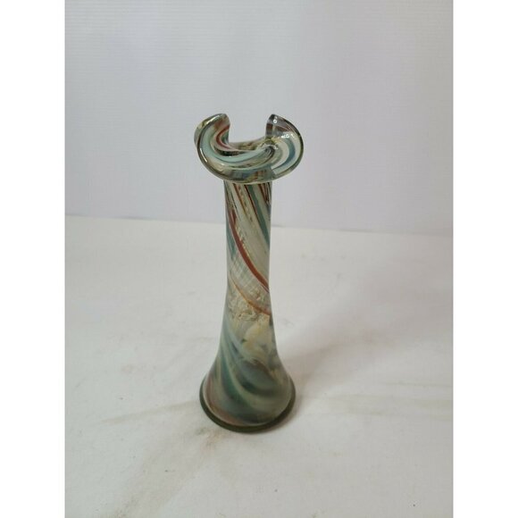 VINTAGE Murano Style Art Glass Vase Ruffle Edges - Picture 3 of 5